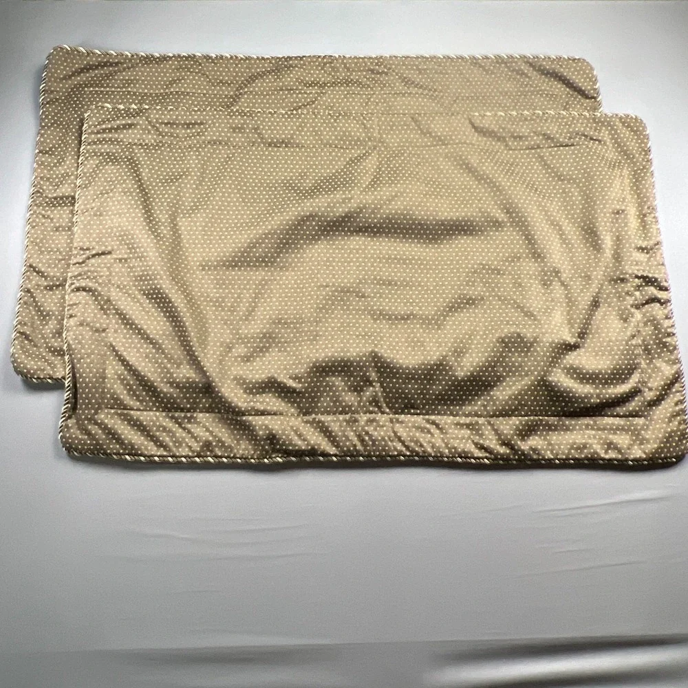 Set Of 2 Divatex Home Fashion King Pillow Shams Brown Polka Dot Piped Edge 25x40